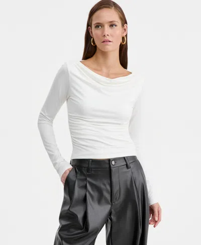 Bar Iii Women's Boat-neck Jersey Top, Macy's Exclusive In White