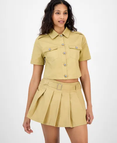 Bar Iii Women's Boxy Utility Top, Exclusively At Macy's In Brown