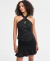 Bar Iii Women's Button-front Halter Top, Exclusively At Macy's