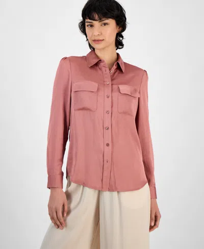 Bar Iii Women's Button-front Long-sleeve Blouse, Exclusively At Macy's