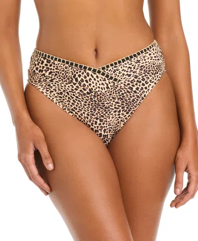 Bar Iii Women's Can't Be Tamed V-waist High-leg Swim Bottoms, Macy's Exclusive In Natural