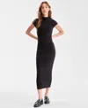 Bar Iii Women's Cap-sleeve Mock-neck Midi Dress, Exclusively At Macy's In Black