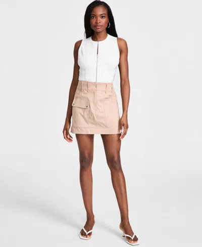 Bar Iii Women's Cargo Mini Skirt, Exclusively At Macy's In Latte Cafe