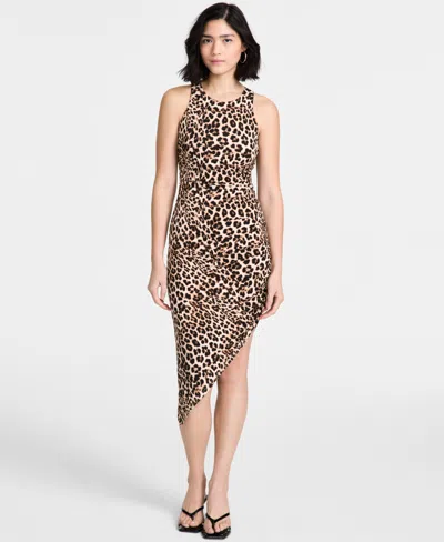 Bar Iii Women's Cheetah-print Asymmetrical Midi Dress, Exclusively At Macy's In Clara Cheetah A