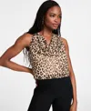 Bar Iii Women's Cheetah-print Sleeveless Cowlneck Top, Exclusively At Macy's In Clara Cheetah A