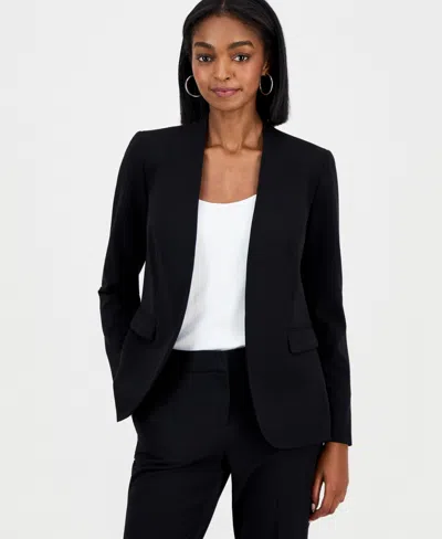 Bar Iii Women's Collarless Open-front Bi-stretch Blazer, Created For Macy's In Black