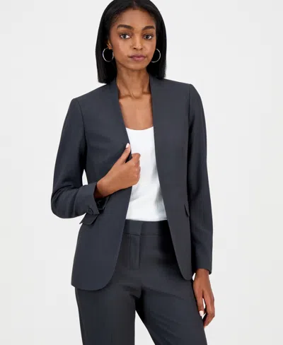 Bar Iii Women's Collarless Open-front Bi-stretch Blazer, Created For Macy's In Blue