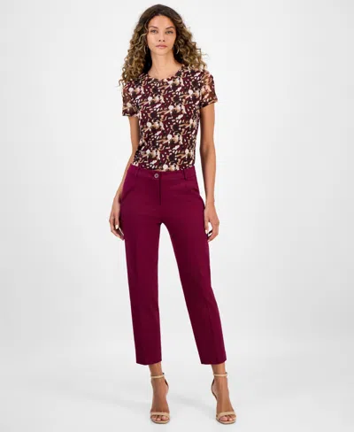 Bar Iii Women's Compression High-rise Straight-leg Pants, Macy's Exclusive In Brown