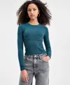 Bar Iii Women's Corset-inspired Long-sleeve Sweater, Macy's Exclusive In Blue