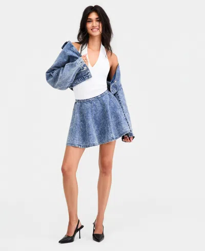 Bar Iii Women's Cotton Denim Skirt, Macy's Exclusive In Animal Print