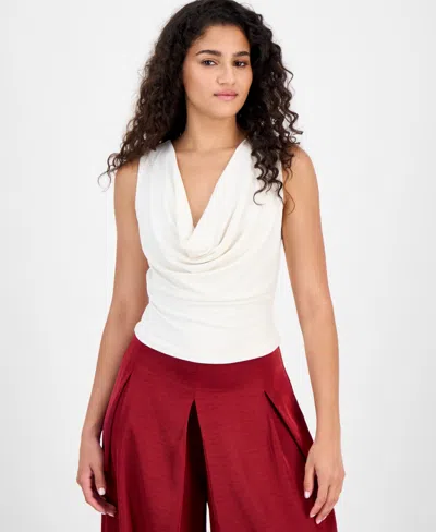 Bar Iii Women's Cowl-neck Sleeveless Crepe Top, Exclusively At Macy's In Brown