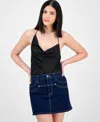 Bar Iii Women's Cowl-neck Sleeveless Satin Bodysuit, Exclusively At Macy's In Black