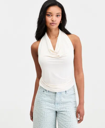 Bar Iii Women's Cowl-neck Halter Top, Macy's Exclusive In White