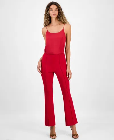 Bar Iii Women's Crepe High-rise Flared-leg Pants, Macy's Exclusive In Pomegranate