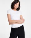Bar Iii Women's Crewneck Ruched-front Short-sleeve T-shirt, Exclusively At Macy's In Bright White