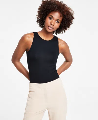 Bar Iii Women's Crewneck Sleeveless Jersey Bodysuit, Created For Macy's In Deep Black