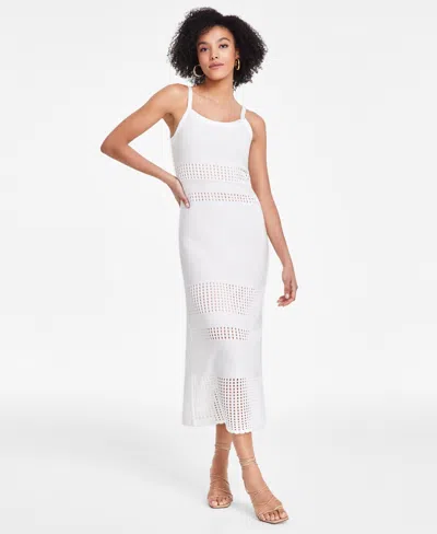Bar Iii Women's Crochet Bodycon Dress, Created For Macy's In Pearl