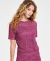 Bar Iii Women's Crochet Tassel-fringe Midi Skirt, Created For Macy's In Bold Berry