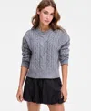 Bar Iii Women's Cropped Cable-knit Sweater In Gray
