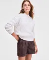 Bar Iii Women's Cropped Cable-knit Sweater In White