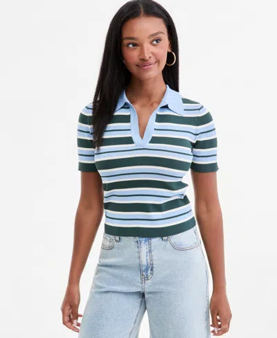 Bar Iii Women's Cropped Ribbed Top, Macy's Exclusive In Green Combo