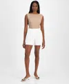 Bar Iii Women's Cuffed Linen-blend Pleat-front Shorts, Exclusively At Macy's In Blanc