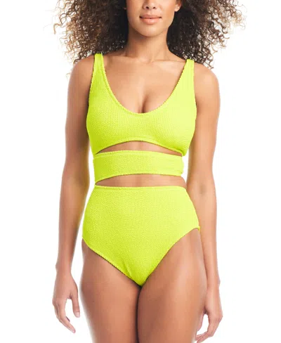 Bar Iii Women's Cut-out One-piece Swimsuit, Created For Macy's In Sunny Lime