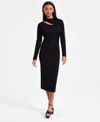 BAR III WOMEN'S CUTOUT MOCK NECK MIDI DRESS, EXCLUSIVELY AT MACY'S