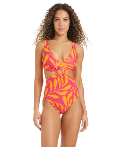 Bar Iii Women's Deep V-neck One-piece Swimsuit, Macy's Exclusive In Blue