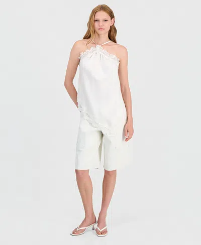 Bar Iii Women's Denim Cargo Shorts, Macy's Exclusive In White
