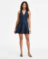 Bar Iii Women's Denim Godet Mini Dress, Exclusively At Macy's
