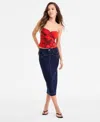 Bar Iii Women's Denim Midi Skirt, Exclusively At Macy's In Blue