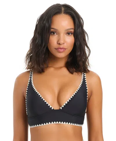 Bar Iii Women's Desert Muse Banded V-neck Bikini Top, Macy's Exclusive In Blue