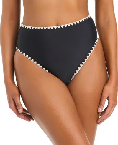Bar Iii Women's Desert Muse High-leg High Rise Swim Bottoms, Macy's Exclusive In Black