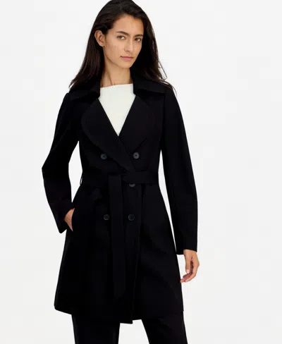 Bar Iii Women's Double Breasted Belted Trench Coat, Macy's Exclusive In Black