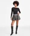 Bar Iii Women's Double-waistband Plaid Bubble Mini Skirt, Macy's Exclusive In Gray