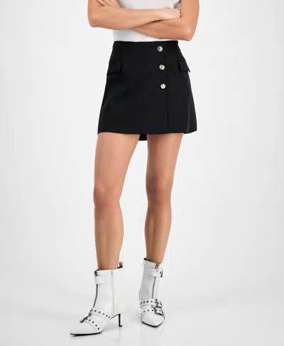 Bar Iii Women's Envelope-front Mini Wrap Skirt, Exclusively At Macy's In Deep Black