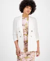 Bar Iii Women's Faux Double-breasted Scrunch-sleeve Blazer, Exclusively At Macy's In Bar White