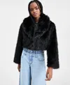 Bar Iii Women's Faux Fur Cropped Coat, Macy's Exclusive In Black