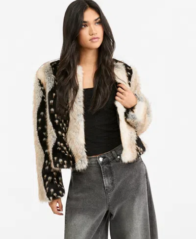 Bar Iii Women's Faux Fur Long-sleeve Crew-neck Jacket, Macy's Exclusive In Multi