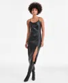 Bar Iii Women's Faux-leather Midi Dress, Macy's Exclusive In Black