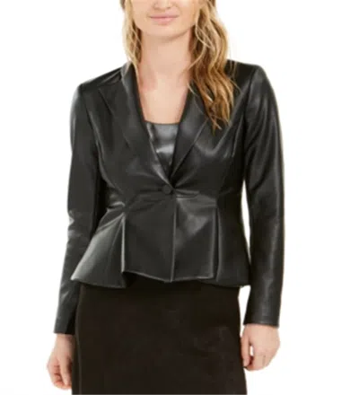 Bar Iii Women's Faux Leather Peplum Jacket Black Size 6