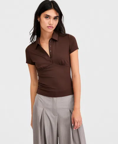 Bar Iii Women's Fitted Polo Shirt, Macy's Exclusive In Brown