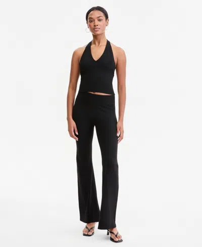 Bar Iii Women's Flare-leg Sweater Pants, Macy's Exclusive In Black