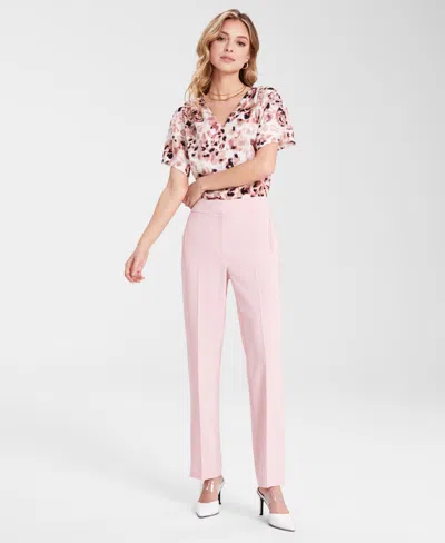 Bar Iii Women's Flat-front Straight-leg Suit Pants, Exclusively At Macy's In Desert Rose