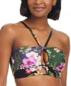 Bar Iii Women's Floral-print Bandeau Halter Cropkini, Created For Macy's In Multi
