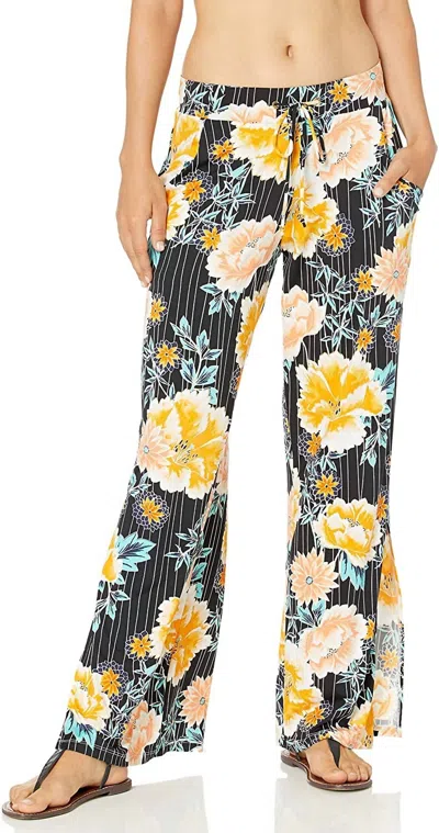 Bar Iii Women's Floral Stripe Printed Cover-up Pants In Multicolor In Black