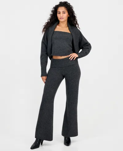 Bar Iii Women's Foldover Waist Wide-leg Pull-on Knit Pants, Macy's Exclusive In Multi