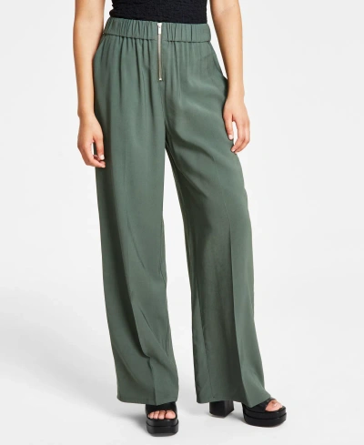 Bar Iii Women's Front-zip Wide-leg Pants, Created For Macy's In Palmetto