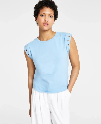 Bar Iii Women's Grommet Muscle T-shirt, Created For Macy's In Clean Cornflower